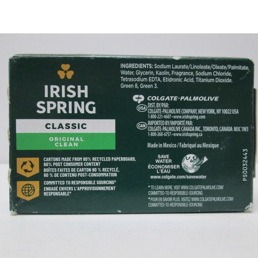 Irish Spring Classic Original Clean Cardboard box bar soap unopened